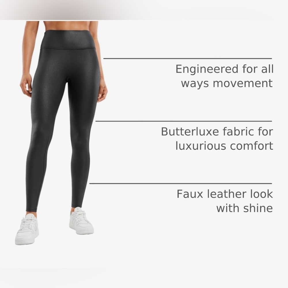 CRZ Yoga High-Waist Matte Butter Luxe Black Faux Leather  Leggings Med. NWT - Picture 5 of 9